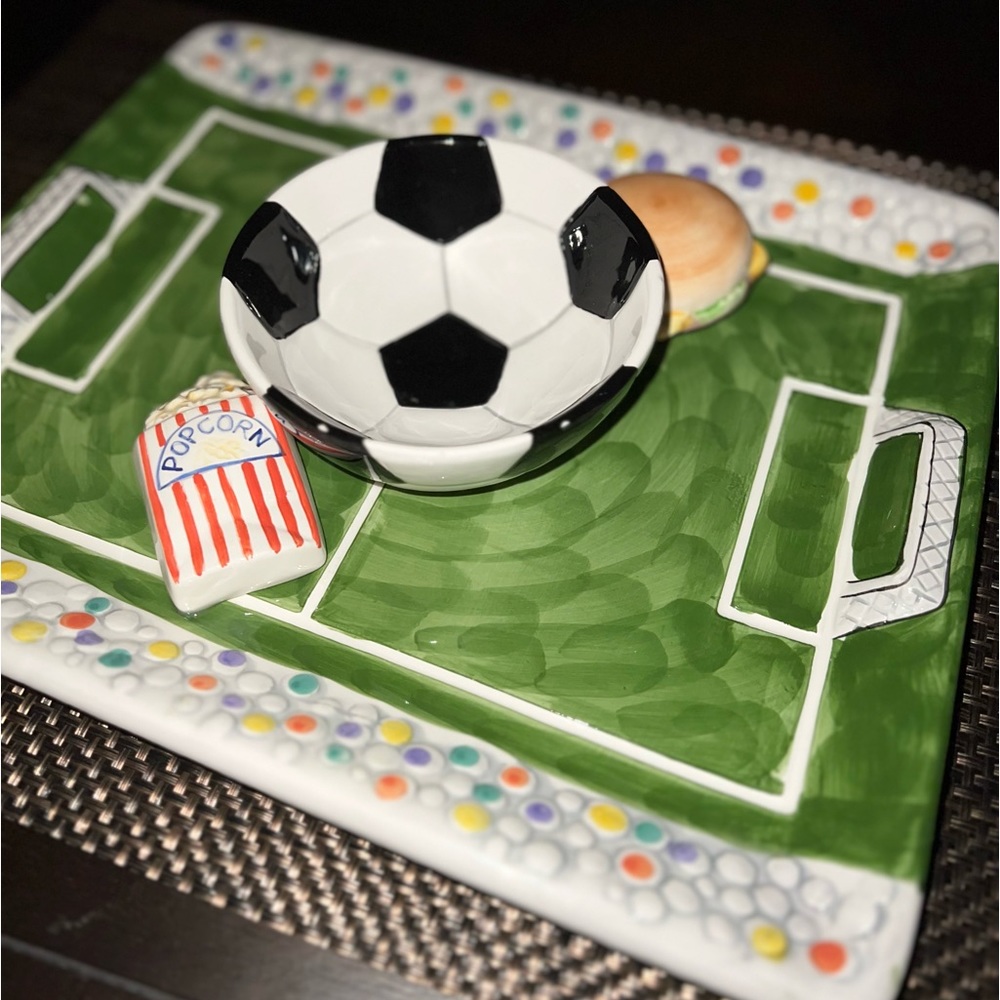Vintage Soccer Field Chips & Dip platter